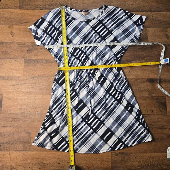 Sjs navy blue & white plaid dress size medium - Picture 6 of 6